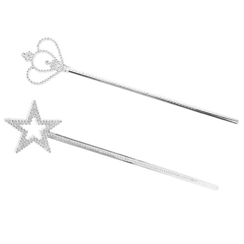 Hemobllo 2 Stück Versilberter Sternstab Glitzerstab Feen Partygeschenke Prinzessinnenstab Rollenspielstab Kronenstab Prinzessin Für Kleine Mädchen Feenstab Für Metallischer Stab von Hemobllo