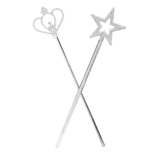 Hemobllo 2 Stück Versilberter Sternstab Prinzessin Für Kleine Mädchen Rollenspiel Zauberstab Feenstab Kronenstab Feen Partygeschenke Glitzerstab Metallischer Sternprinzessinnenstab von Hemobllo