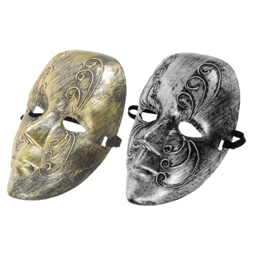 Hemobllo 2 Stück Vintage Vollgesichtsmaske Silber Gold Retro Halloween Masquerade Ball Kostüm Party Atmungsaktiv Komfortabel für Damen Herren Hemobllo 2 Stück Vintage Vollgesichtsmaske Silber Gold Retro Halloween Masquerade Ball Kostüm Party Atmungsaktiv Komfortabel für Damen Herren von Hemobllo