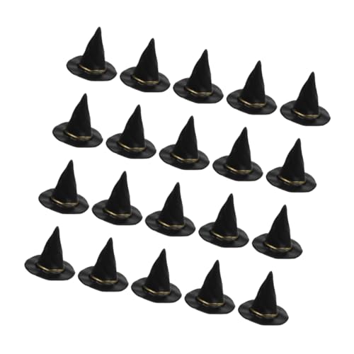 Hemobllo 20 Stück Teiliges Hexenhut für Halloween Realistisch Gestaltete Kleine Schwarze Hexenhüte Vielseitig Einsetzbar für DIY Halloween Basteln Tier Tray Dekorationen Party Highlights von Hemobllo