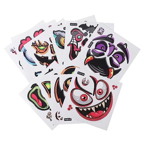 Hemobllo 20Blätter Halloween Aufkleber Gruselige Gesichtsausdrücke Abziehbilder für Halloween Deko Vielseitig Einsetzbar für Partys und Feste für Fenster von Hemobllo
