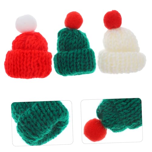 Hemobllo 24 Stück Teiliges Mini Strickmützen aus Wollgarn Bunte Mini Weihnachtsmützen für Puppen und Weinflaschen Wiederverwendbare DIY Bastelmaterialien Weihnachtsdeko für Tisch und Baum von Hemobllo