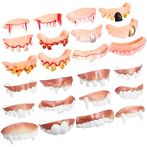Hemobllo 24Stücke Halloween Gefälschte Zähne Lustige Prothese für Kostümparty Vampir und Zombie Requisite für Halloween Streiche und Cosplay mit Weißen Hemobllo 24Stücke Halloween Gefälschte Zähne Lustige Prothese für Kostümparty Vampir und Zombie Requisite für Halloween Streiche und Cosplay mit Weißen von Hemobllo