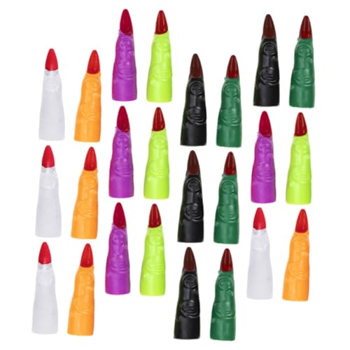 Hemobllo 24Stücke Halloween Hexenfinger Fingernägel für Cosplay und Grusel Spaß Realistische Requisiten für Partys Spukhäuser und Kostümfeiern Dekoration von Hemobllo