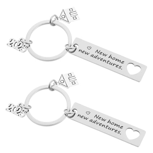 Hemobllo 2Er Set Schlüsselanhänger zum Einzug Wohngeschenke zur Einweihungsfeier Abschlussgeschenke für Käufer von Eigenheimen Neue Hausbesitzergeschenke Rostfreier Stahl Silber von Hemobllo