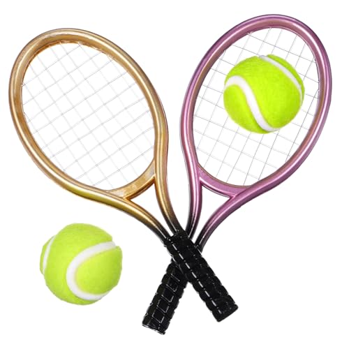 Hemobllo 2Sätze Tennis Rackets und Bälle Teiliges Mini Hausdekorationszubehör Zufälligen Farben für Kreative Mini Szenen und Puppenhaus Designs von Hemobllo
