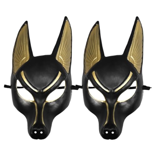Hemobllo 2pcs Gruselige Anubis Kostüm Maske Set Ägyptischer Gott Cosplay Masken Halloween Party Zubehör Schwarz Kunststoff Dekorative Masken für Themenveranstaltungen Hemobllo 2pcs Gruselige Anubis Kostüm Maske Set Ägyptischer Gott Cosplay Masken Halloween Party Zubehör Schwarz Kunststoff Dekorative Masken für Themenveranstaltungen von Hemobllo