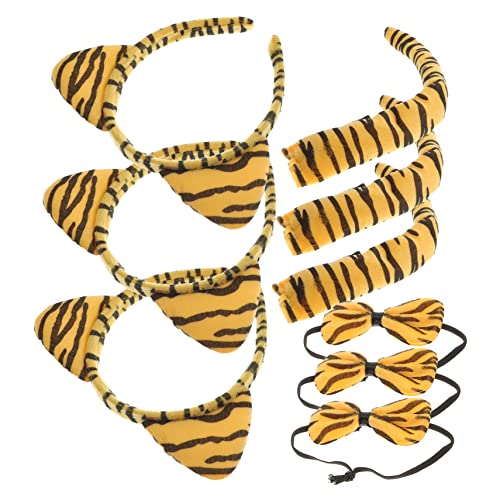Hemobllo 3 Sätze Teiliges Tiger Kostüm Set für Erwachsene und Niedliches Tiger Stirnband mit Ohren Weicher und Lustige Fliege Bequemes Tierkostüm Zubehör für Rollenspiel und Kostümparty von Hemobllo