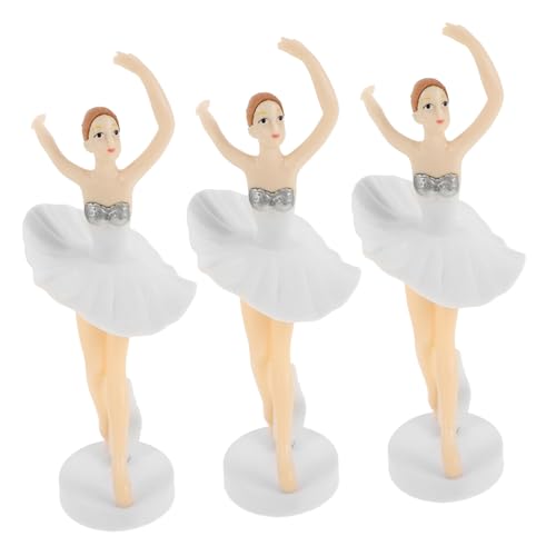 Hemobllo 3 Stück Kuchendekorationspuppe Geburtstag Miniatur Dekorationen für Mädchenfiguren thematisiert tanz kuchen dekoration Ballett Dekorationen Dekorieren von Balletttorten PVC Weiß von Hemobllo