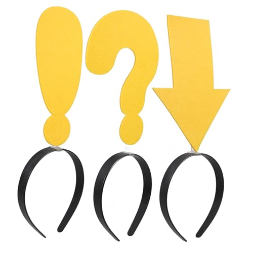 Hemobllo 3 Stück Lustiges und Fragezeichen Haarreifen Gelbe Symbol Haarbänder Leichtes Party und Accessoire für Fotoautomaten und Festliche Auftritte von Hemobllo