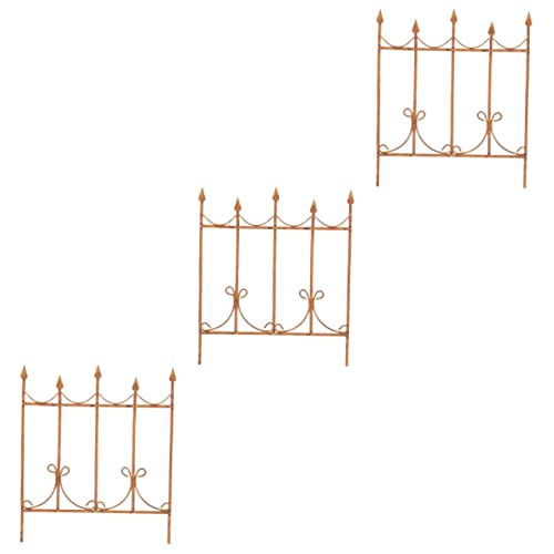 Hemobllo 3 Stück Mini-Eisenzaun blumenstecker blumenarrangement Dollhouse playmobile gartendekofiguren Fee Simulation Minizaun imitierter Minizaun Mikrolandschaftsornament Khaki von Hemobllo