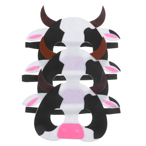Hemobllo 3 Stück Teiliges Kuhgesicht Tiermaske aus Atmungsaktivem Vliesstoff Wiederverwendbar Leichte Dekorative Masken für Karneval Fasching Bühnenaufführung Partybedarf von Hemobllo