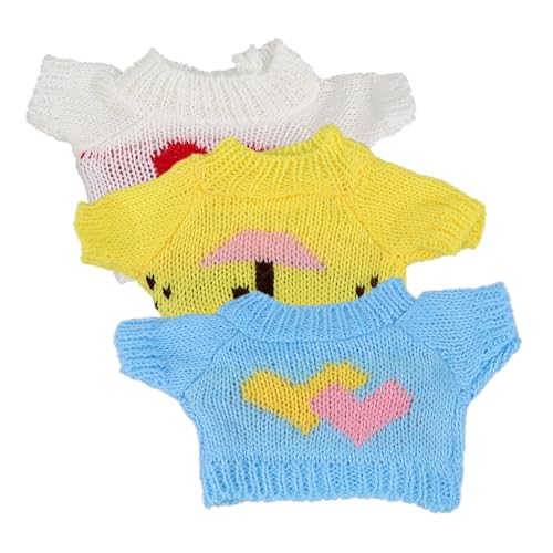 Hemobllo 3 Stück Teiliges Puppenkleidungsset aus Weichem Wollgarn Handgefertigte Kleine Bär Pullover in Weiß Gelb und Blau Wiederverwendbare Austauschbare Kuscheltier Zufällige Farbe von Hemobllo