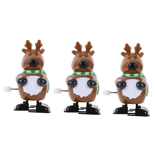 Hemobllo 3 Stück Teiliges Weihnachts Aufziehspielzeug aus Strapazierfähigem Kunststoff Lustiges Kompaktes Uhrwerkspielzeug mit Grünem Rentier und Schal als Kleines und Deko für von Hemobllo