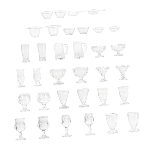 Hemobllo 34Stücke Miniaturbecher Mini Küchen Miniaturen Kleines Hauszubehör Langlebig und Sicher für Miniaturprojekte und DIY Dekorationen für Romantische von Hemobllo