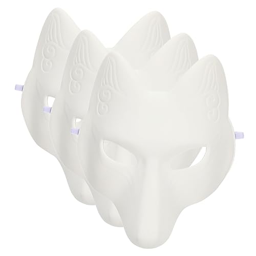 Hemobllo 3Stücke Leere Fuchsmaske für Halloween und Cosplay DIY Unbemalte Tiermaske mit Elastikband Maskenball Karneval und Mottopartys PU Material Hemobllo 3Stücke Leere Fuchsmaske für Halloween und Cosplay DIY Unbemalte Tiermaske mit Elastikband Maskenball Karneval und Mottopartys PU Material von Hemobllo