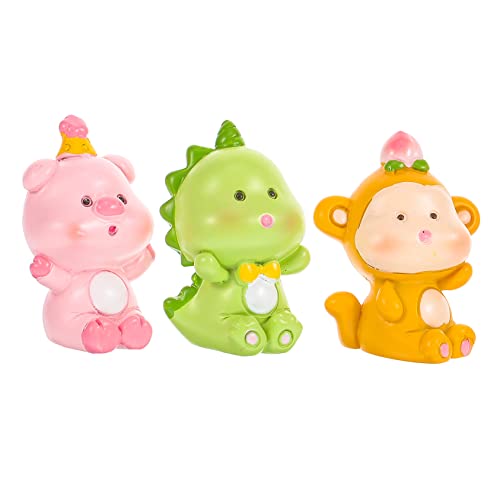 Hemobllo 3Stücke Miniaturtierverzierung Cartoon Kuchen Dekoration für Kinderpartys Partyzubehör mit Kleinen Tiermodellen Schwein Tortendeko und Cupcake Topper von Hemobllo