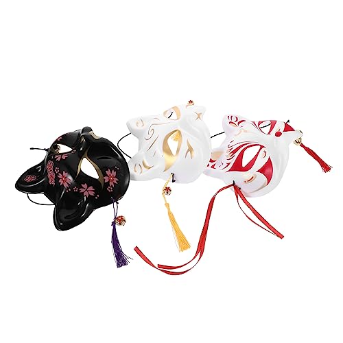 Hemobllo 3Stücke Teilige Halloween Katzen Fuchsmaske für Cosplay Japanische Maskerade Halbgesichtsmaske für Partys Festivals Komfortabel Ansprechend von Hemobllo