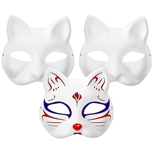 Hemobllo 3er-Set Katzen-Gesichtsmasken, DIY zum Bemalen, weiße Blanko-Masken, Halloween-Party, Cosplay, Maskenball-Kostümzubehör für Kinder, Papier-Material Hemobllo 3er-Set Katzen-Gesichtsmasken, DIY zum Bemalen, weiße Blanko-Masken, Halloween-Party, Cosplay, Maskenball-Kostümzubehör für Kinder, Papier-Material von Hemobllo