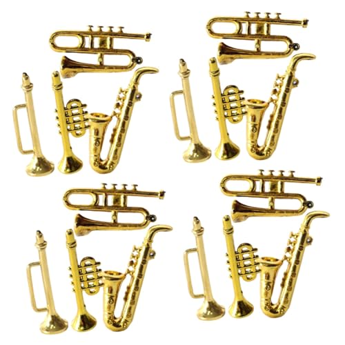 Hemobllo 4 Sätze Mini Saxophon Miniaturen Puppe Mini Trompete Spielzeugdekoration Kleines Modell Musikdekor Musikinstrumente Mini Hausbedarf Realistisches 4 Stück * 4 von Hemobllo