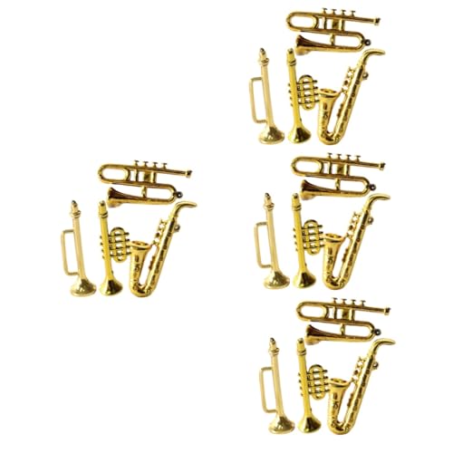 Hemobllo 4 Sätze Mini Saxophon Puppenmodell Winzige Miniaturen Mini Trompeten Dekorationen Musikinstrumente Musikdekor Instrument Miniatur Mini Kunststoff 4 Stück * 4 von Hemobllo
