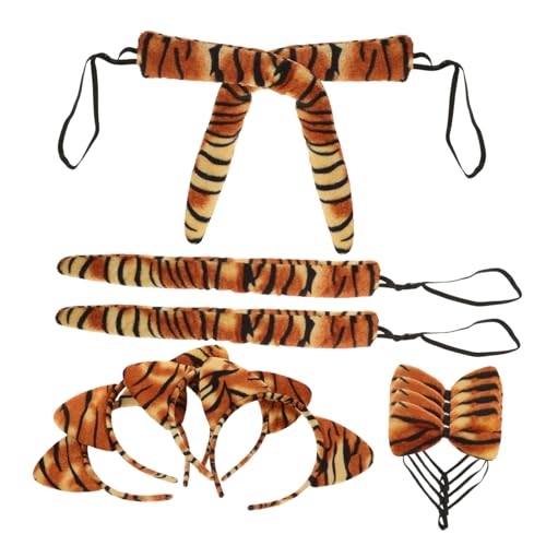 Hemobllo 4 Sätze Tiger Kostüm Haarreif Teilig mit Tigerohren Schleife und Langlebiges Cosplay Zubehör für Faschingsparty Karneval Halloween und Kostümfeiern von Hemobllo