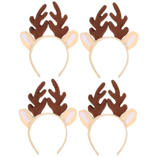 Hemobllo 4 Stck Teiliges Weihnachts Hirschgeweih Stirnband Niedliches Party Haarband für Frauen und Mädchen Leichtes Dekoratives Accessoire für Weihnachten Cosplay und Festliche Anlässe von Hemobllo