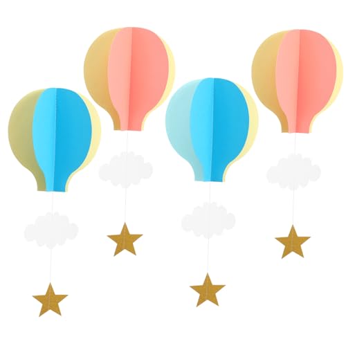 Hemobllo 4 Stück 3d-papier-heißluftballon-ornamente -wolken-dekoration Heißluftballon- Hängender Heißluftballon Junge Heißluftballon Kinderzimmerdeko Braut- Oh Kinderwolkendekor von Hemobllo