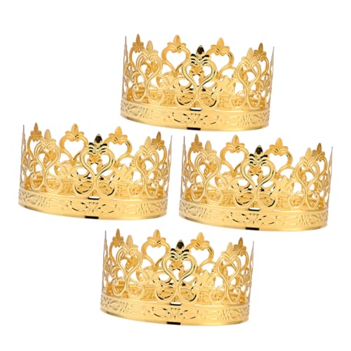 Hemobllo 4 Stück Kleine Goldene Krone Kuchen Deko Schimmernde Tortendeko für Hochzeiten Bridal Shower Party Wiederverwendbare Tischdekoration Hochwertige Verarbeitung von Hemobllo