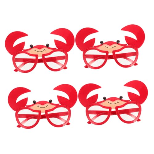 Hemobllo 4 Stück Krabbenförmige Partybrille Langlebigem Kunststoff Teiliges Ausgefallene Hawaii Sonnenbrillen für Strand Urlaub Fotoautomat und Sommerparty Zubehör von Hemobllo