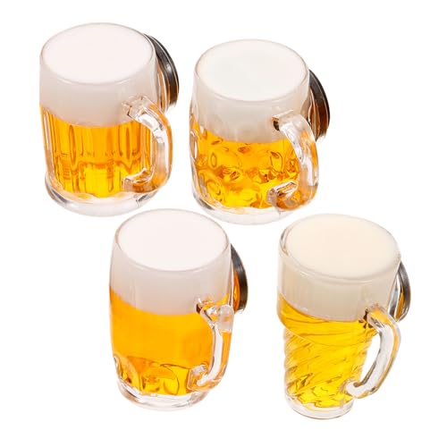 Hemobllo 4 Stück Mini Bierkrüge aus Realistische Miniatur Bierbecher Dekoration für Puppenhäuser DIY Bastelbedarf Bierglas Nachbildung von Hemobllo