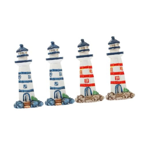 Hemobllo 4 Stück Mini -Leuchtturmmodell Mini-Leuchttürme Mini-Leuchtturm Landschaftsleuchtturm Dekore Miniatur -Leuchtturmstatuen Puppenhaus Leuchtturm Harz von Hemobllo