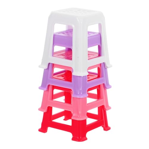 Hemobllo 4 Stück Mini-Stuhlmodell Mini-Stuhl-Modell Miniatur-Bank Miniaturmöbel für Puppenstuben Kleiner Hocker Kleiner Puppenstuhlhocker puppenhaus Wohnzimmer möbel Plastik von Hemobllo