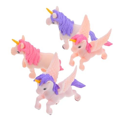 Hemobllo 4 Stück Teiliges Miniatur Einhorn Deko Detailreiche Bonsai Figuren Stabile Kleine Tiermodelle für Tisch Garten Feengarten Farbiges Resin als Niedliche Mini Ornamente von Hemobllo