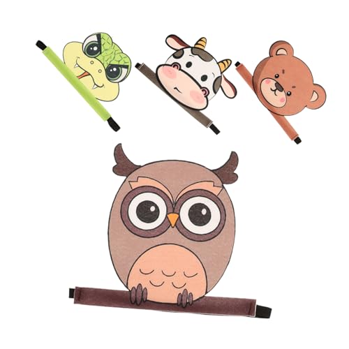 Hemobllo 4 Stück Teiliges Tier Stirnband aus Weichem Filz Verstellbare Elastische Kopfbedeckung mit Schlange Kuh Bär Eule Bequeme Tiermotive Haarreif für Karneval Party und Kostüm von Hemobllo
