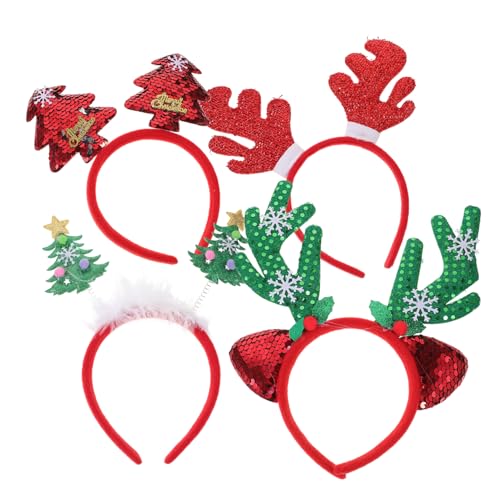 Hemobllo 4 Stück Teiliges Weihnachts Haarband mit Rentier Geweih und Weihnachtsbaum Design Festlicher Haarschmuck für Erwachsene für Weihnachtsfeiern und Xmas Dekorationen von Hemobllo