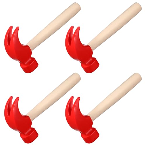 Hemobllo 4-teiliges Hammerspielzeug für Kinder, Holzspielzeughämmer, Kognitives Spielen für Kinder, Pädagogisches Spielzubehör, Rot von Hemobllo