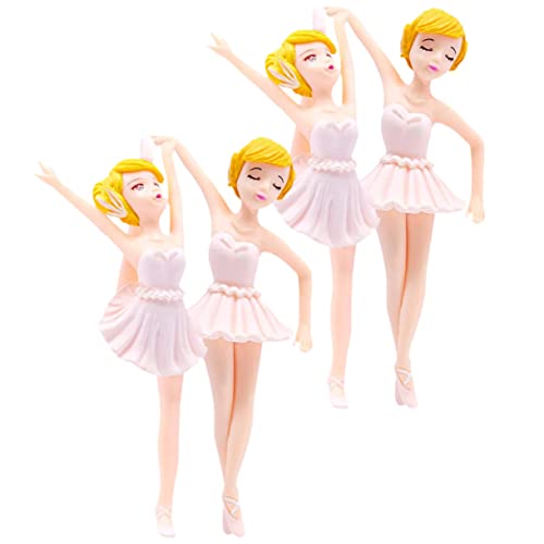Hemobllo 4Stücke Teiliges Ballett Kuchendekoration Ballerina Figuren für Geburtstagsfeiern Tanzpartys und Wiederverwendbar Glänzend und Robust von Hemobllo