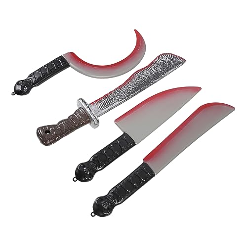 Hemobllo 4Stücke Teiliges Halloween Streichspielzeug Realistische Gefälschte Blutige Säbel und Messer für Halloween Cosplay und Dekoration Gruselige Requisiten für Partys von Hemobllo