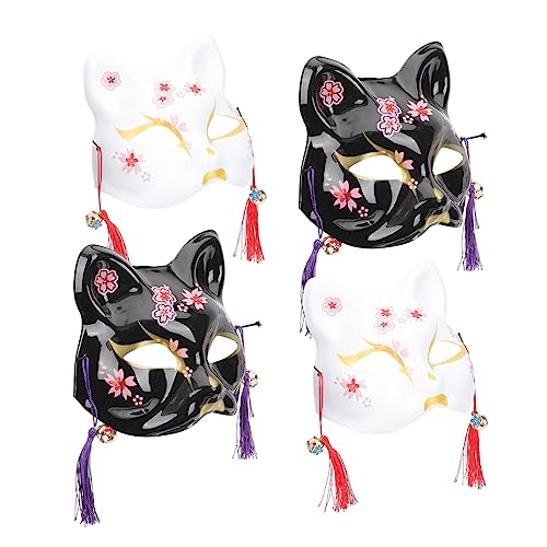 Hemobllo 4Stücke Teiliges Kreative Japanische Katzenmaske für Halloween Cosplay Handgefertigte Streichspielerei Sicher Leicht für Partys Festlichkeiten Passt von Hemobllo