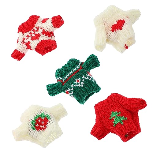 Hemobllo 5 Stck Teiliges Puppen Winterkleidungsset Dekorative Strickpullover für Mädchenpuppen Vielseitige Austauschbare Puppenkleider mit Bunten Mustern Weiche und Puppenbekleidung von Hemobllo