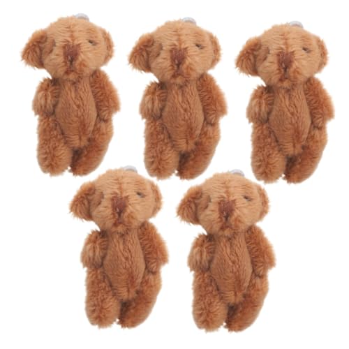 Hemobllo 5 Stück Mini Bär Plüsch Stofftier Bär Minibär Schlüsselanhänger Bär ausgestopfter Bär Mini-Kuscheltiere Masse Taschenbär Bär Schlüsselanhänger kleine Bären Coffee von Hemobllo
