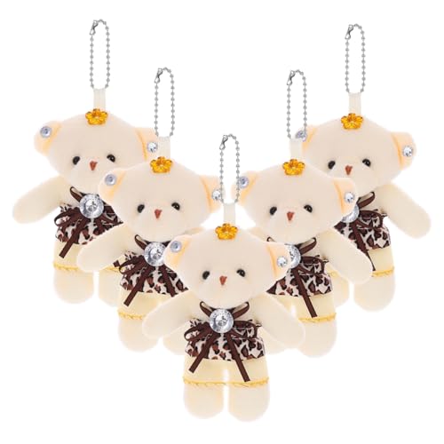 Hemobllo 5 Stück Mini Plüschbären Tragbare DIY Hochzeit Braut Bären Handliche Kleine Kuscheltieranhänger für Schlüsselanhänger Geschenkidee für Geburtstag Valentinstag Muttertag von Hemobllo