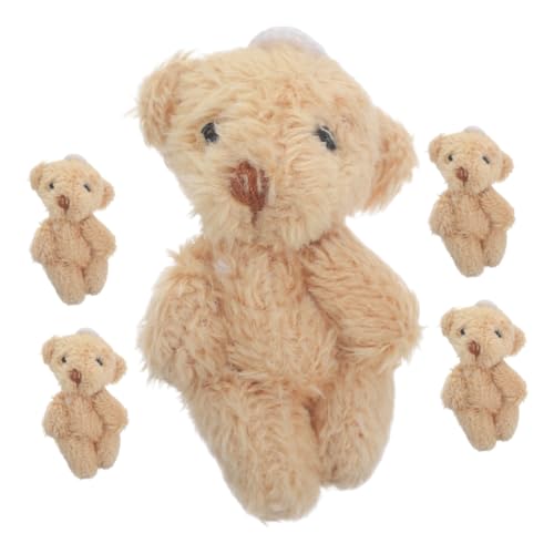 Hemobllo 5 Stück kleine Bären Mini-Kuscheltiere Bär Schlüsselanhänger Taschenbär Partygeschenke tragen Minibären Masse Miniatur-Kuscheltiere ausgestopfter Bär Plüsch Khaki von Hemobllo