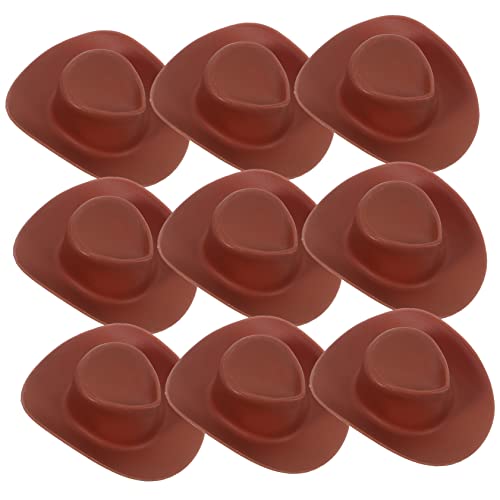Hemobllo 50 Stück Mini Cowboy Hüte Braun Filzartige Miniatur Western Hüte für Puppenhaus Dekoration Leichte und Stabile für DIY Bastelprojekte und Festliche Cowboy Party von Hemobllo