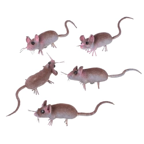 Hemobllo 5Stücke Mini Tierfiguren Hochwertige Simulierte Mäuse Ornamente für Mikrolandschaften Garten und Innendekoration für DIY Projekte und Spielhaus Dekoration von Hemobllo