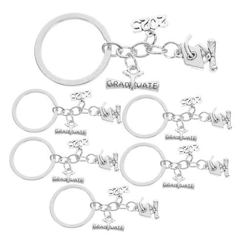 Hemobllo 6 Stück 2025 Abschluss Schlüsselanhänger Graduierung Abschlussfeier Dekoration Gefälligkeiten für Abschlussfeiern Abschluss Zubehör graduierten charme Zinklegierung Silver von Hemobllo