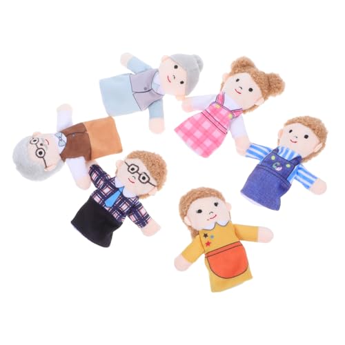 Hemobllo 6 Stück Familie Fingerpuppen Karikatur Elternteil Familienhandpuppe Marionette Kleinkind Kinderpuppen Puppenhausfamilie Puppenfamilie Finger Familie Puppenspiel Pp Baumwolle von Hemobllo