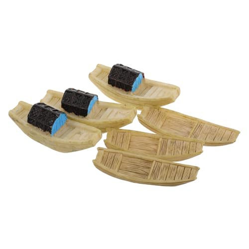 Hemobllo 6 Stück Fischerboot Modell Miniaturboote für das Handwerk Boot Handwerk Mikrolandschaftsboote Bootsverzierung Miniaturlandschaftszubehör Boot Figur Harz Dark Brown von Hemobllo