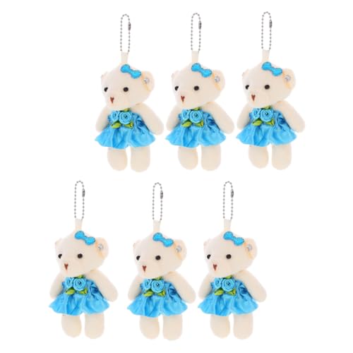Hemobllo 6 Stück Mini Plüschbären Schlüsselanhänger Kleine Kuscheltier Anhänger für Taschen Hochzeit Deko Geburtstagsgeschenk Weiches DIY Bär Zubehör von Hemobllo